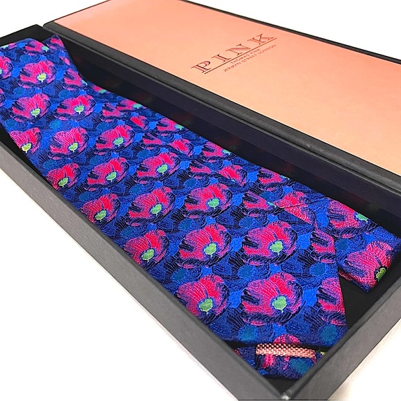 🔥STRIKING⚡️✨🆕💯LVMH AUTHN THOMAS PINK 🔥JAPANESE HIBISCUS🔥WOVEN MOTIF TIE🔥 - Picture 5 of 16